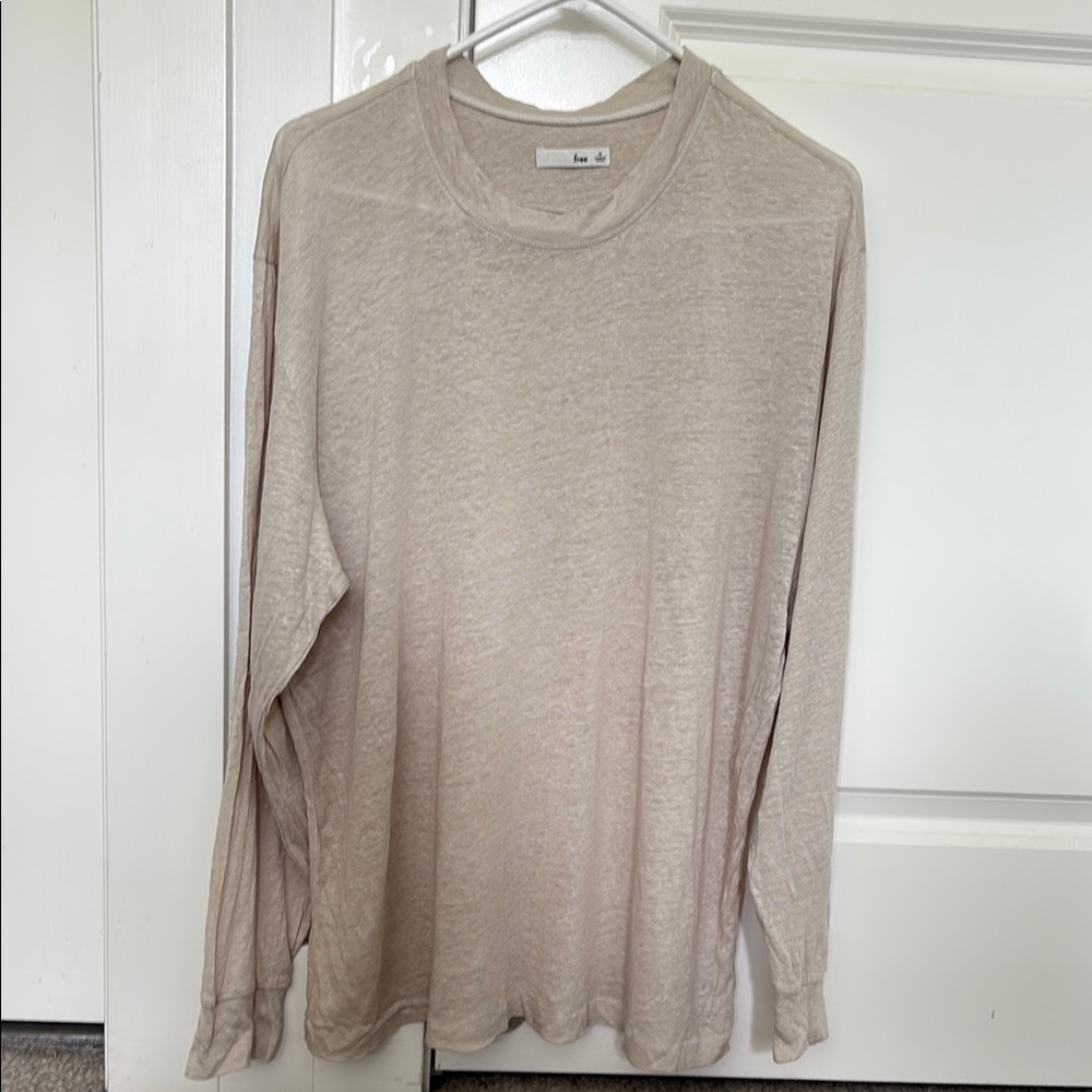 Wilfred Taupe Long Sleeve 100% linen top.